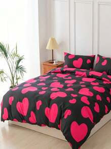 3pcs Heart-Beating Bedding Set (1 Duvet Cover + 2 Pillowcases, Without Comforter & Pillows), Soft, Lightweight, Comfortable, Suitable For All Seasons, Machine Washable, Bedroom Decor, Holiday Gift