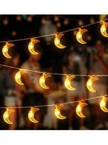 1 暖光 10/20/40 LED 月亮装饰灯串，满天月亮装饰灯串 19.68 英尺，40LED 带闪烁功能，适用于节日装饰、日常氛围、节日装饰灯串（不含电池） - 暖光 - 查看 4