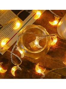 1 暖光 10/20/40 LED 月亮装饰灯串，满天月亮装饰灯串 19.68 英尺，40LED 带闪烁功能，适用于节日装饰、日常氛围、节日装饰灯串（不含电池） - 暖光 - 查看 3