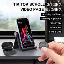 Anillo de control remoto con función de desplazamiento, control remoto inalámbrico con botones multimedia, clicker automático para videos de TikTok y selfies, compatible con iPhone, iPad y Android - Multicolor - Ver 3