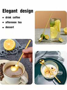 4 piezas Cucharas largas de acero inoxidable para café, té, mezclar helados, batidos, bebidas frías y accesorios de bar, cucharas de postre de acero inoxidable con recubrimiento al vacío, regalos de Navidad para la cocina