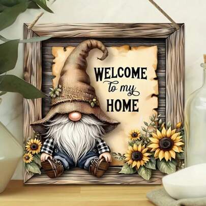1pc Vintage Dwarf Wooden Welcome Sign, Rustic Farmhouse Decor With "Welcome To My Home" Text, Wooden Wall Hanging Plaque, Suitable For Cabin, Living Room, Porch, Wall, Countryside, Multi-Purpose Home And Garden Decor, 2D