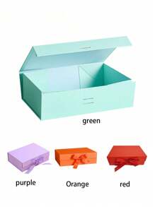 Foldable Magnetic Closure Gift Box,Solid Color Foldable Gift Box,Wedding Party Ribbon Gift Box, White Packaging Box, Flip Ribbon Gift Box, Halloween, Thanksgiving, Christmas Gift Box, For Birthday Parties, Holiday Party, Wedding Gift Storage Box - Multicolor - View 10