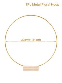 金色金属花环中心装饰品，配有木质底座，婚礼装饰，非常适合圆形装饰，适用于婚礼、派对和生日派对，婚礼餐桌装饰，墙面悬挂花环工艺品，复古花环 - 金色 - 查看 8