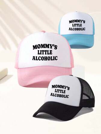 1 Pack Unisex Letter Mommy's Print Fun Game Day Baseball Cap, Adjustable Outdoor Visor Hat, Travel, Beach Vacation, Sports, Y2k Style, Dad Hat, Sponge Mesh Breathable Trucker Hat, Best Holiday Gift
