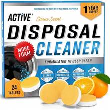 Garbage Disposal Cleaner Deodorizer Tablets - 24 Pack, New Powerful XL Foaming Tablet - Fresh Citrus Foam Sink Garburator Disposer Freshener, Natural Kitchen Drain Cleaning Care - 1 Year Supply - màu đen - Xem 1