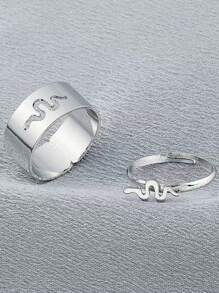 Valentine's Day Gift Versatile Luxury Retro Couple Rings Hollow Plane Heart Fashion Ring Open Design Women Accessory - Multicolor - View 11