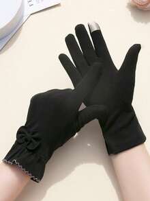 1 双女士秋冬手套，防风，保暖，触摸屏友好，适合骑自行车、骑摩托车 - 彩色 - 查看 8