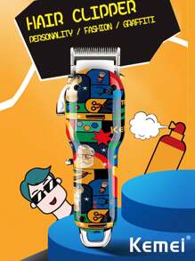 Kemei KM-MAX2092 Cordless Hair Clipper, Electric Hair Trimmer, Professional Haircut Machine For Men, Random Graffiti Pattern Hair Clipper, Rechargeable Hair Cutting Machine - Random Graffiti Patterns - View 2