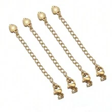 10pcs Stainless Steel Extension Chain With Lobster Clasp, Suitable For DIY Jewelry Making, Necklaces And Bracelets