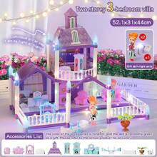 Juego de muñecas de bricolaje con casa de muñecas, incluye muñeca y muebles, regalo de casa de muñecas de princesa, con característica que brilla en la oscuridad (requiere suficiente absorción de luz), (tira de iluminación gratis, muñeca gratis) - Morado - Ver 4