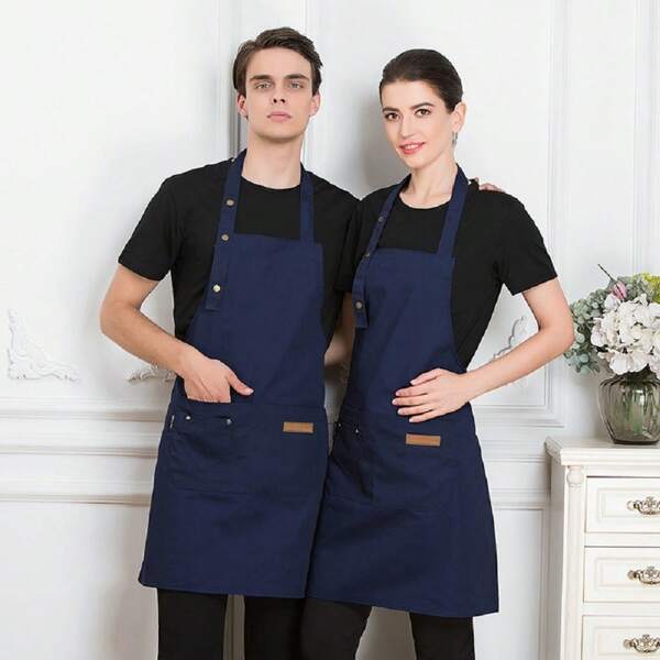 1pc Kitchen Unisex Waiter Cooking Restaurant Pocket Adjustable Hanging Neck Men Nail Shop Beauty Salon Apron For Woman