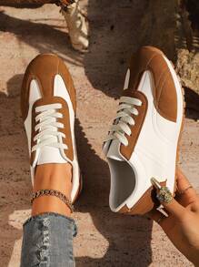 Women's Comfortable Sports Shoes, Soft Sole Round Toe Gump Shoes, Fashionable New Spring/Summer Lightweight Non-Slip Flat Casual Shoes, Low-Top Running Shoes - Brown - View 6