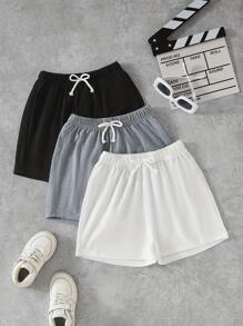 3pcs/Pack Boys' Black, Gray, White Running Sports Shorts, Comfortable & Breathable For Summer