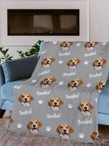 定制宠物照片毯，定制狗狗/小猫名字毯，个性化宠物脸毯，带照片和名字的狗狗毯，猫咪照片印花毯，送给狗爸狗妈的礼物。个性化狗狗脸毯，带狗爪/鱼骨图案，宠物生日礼物，宠物回家礼物。装饰性、雕刻时尚、潮流、多彩、复古、可爱、简约、萌宠定制、独特、个性化宠物周年纪念礼物、生日礼物、宠物用品、2025万圣节配饰、印有宠物名字的个性化宠物毯