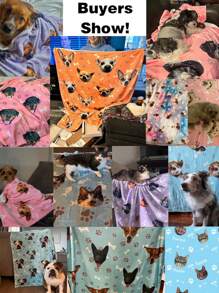 定制宠物照片毯，定制狗狗/小猫名字毯，个性化宠物脸毯，带照片和名字的狗狗毯，猫咪照片印花毯，送给狗爸狗妈的礼物。个性化狗狗脸毯，带狗爪/鱼骨图案，宠物生日礼物，宠物回家礼物。装饰性、雕刻时尚、潮流、多彩、复古、可爱、简约、萌宠定制、独特、个性化宠物周年纪念礼物、生日礼物、宠物用品、2025万圣节配饰、印有宠物名字的个性化宠物毯