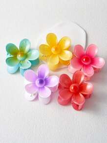 6 件可爱彩色迷你花朵发夹，女士和女孩发饰刘海夹，螃蟹发夹发夹发夹发夹发夹，爪夹