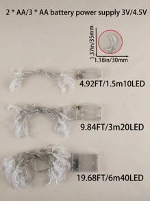 1 暖光 10/20/40 LED 月亮装饰灯串，满天月亮装饰灯串 19.68 英尺，40LED 带闪烁功能，适用于节日装饰、日常氛围、节日装饰灯串（不含电池） - 暖光 - 查看 7