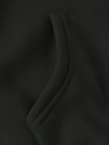 OUTER BANK Palm Tree Print Women's Versatile Long Sleeve Pocket Casual Hoodie - Black - View 4