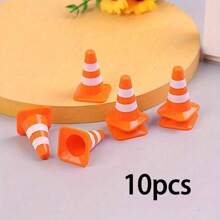 6/10 piezas Mini conos de tráfico, mini conos de simulación, señal de parada de carretera, barricada, conos de fútbol pequeños para caja de arena, ingeniería, construcción, juego de simulación, conos, fiesta de construcción, fútbol, juguetes en miniatura, juegos de carnaval, juguete de construcción - Naranja - Ver 10