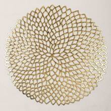 Famibay 6 PCS Christmas Placemats Set Of 6 Silver Round Place Mats Washable Heat Resistant Table Placemats Vinyl Table Mats For For Dining Kitchen Restaurant Table - Floral Gold - View 5