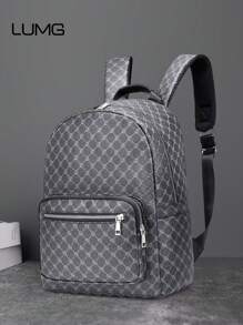 15 英寸男士几何图案休闲校园背包笔记本电脑包书包单肩包学院研究生大学生商务户外旅行露营运动皮包书包返校海滩复古笔记本电脑包运动生活夏季包春假假期礼品包背包旅行必备大包 - 彩色 - 查看 1