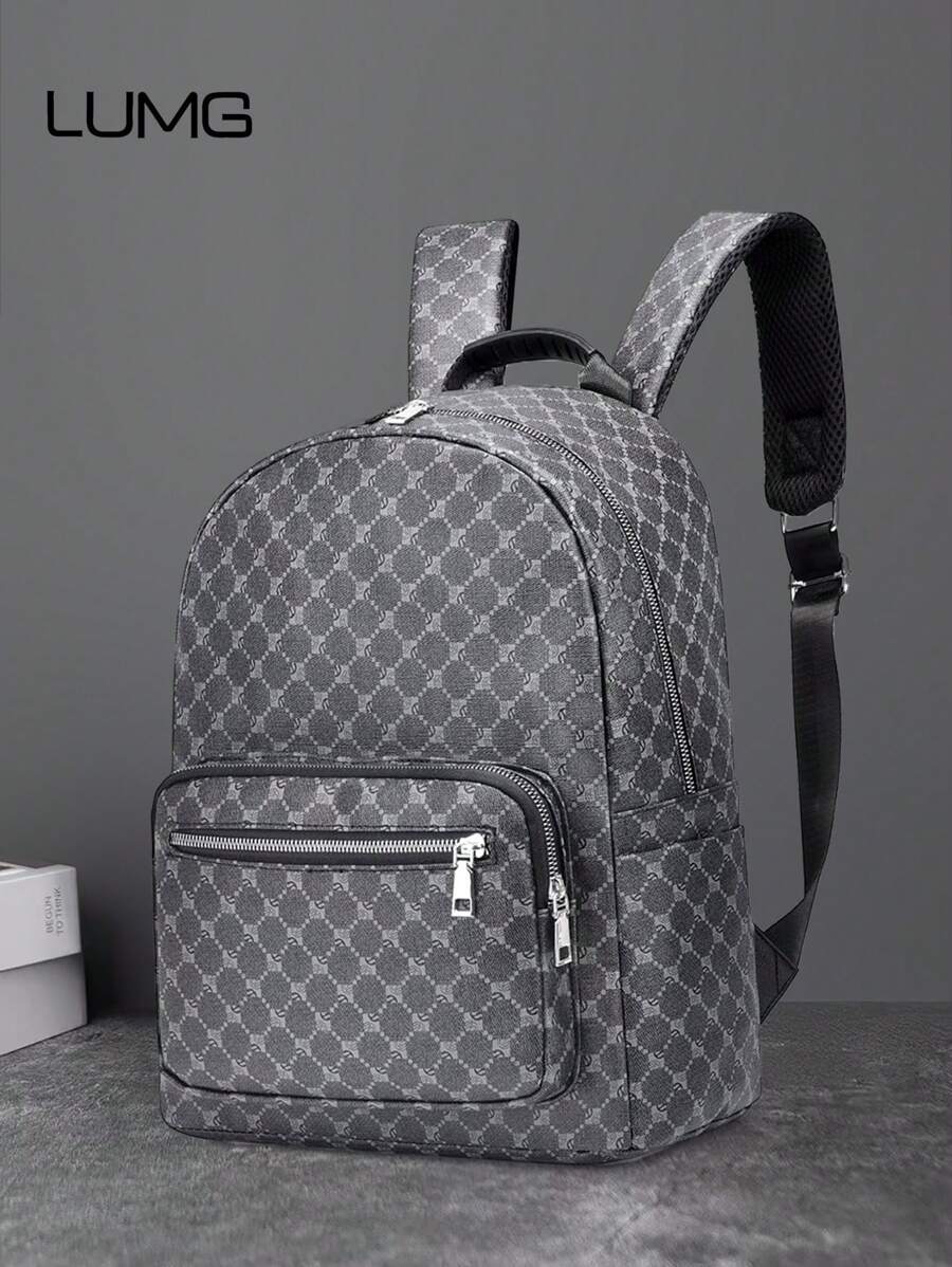 15 英寸男士几何图案休闲校园背包笔记本电脑包书包单肩包学院研究生大学生商务户外旅行露营运动皮包书包返校海滩复古笔记本电脑包运动生活夏季包春假假期礼品包背包旅行必备大包 - 彩色 - 查看 1