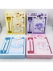 Sanrio Planner Set, Hello Kitty Colorful Cartoon Notebook, Kuromi Cute Planner Box Set, My Melody Multi-Function Neutral Pen Diary, Cinnamoroll Student Birthday Gift Box,School Supplies,Back To School