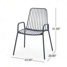 OMAHA Modern Matte Black Outdoor Chairs Set Of 2, Stylish Design With Rounded Edges And Parallel Lines, Sturdy Iron Frame, Perfect For Patio, Garden, Balcony, Or Outdoor Dining Spaces, Easy To Maintain And Weather-Resistant, Great For Christmas Decorations, Holiday Dining, And Home Decor, Better Furniture,Yifei Store