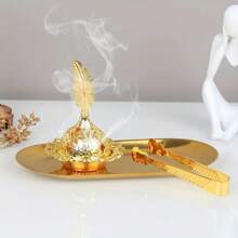 1/3PCS Metal Incense Burner, Creative Arab Style Golden Tower Hollow Mabkhara Bakhoor Burner, Incense Holder For Home Decoration, Stylish Metal Incense Clip Tray, Decorative Aromatherapy Accessory For Living Room, Bedroom, And Office E-I-D - Multicolor - View 1