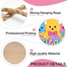 Carteles de puerta de entrada con conejito de Pascua, ganchos de puerta de madera con conejito lindo para decoraciones de pórtico exterior, coronas de Pascua de huevos de primavera de madera para colgar en pared interior, decoración del hogar, decoración de habitación, decoración de pared
