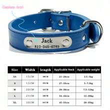 Collare personalizzato per cani con targhetta incisa con nome, antiperso, in pelle PU solida, per cani di piccola, media e grande taglia, cuccioli e gatti, accessori per animali domestici - Multicolore - Visualizzare 17
