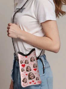 Valentine's Day Pattern Double-Sided Printed Shock-Absorbing Phone Bag With Adjustable Hanging Rope - Crossbody Bag With Mesh Pocket, Adjustable Neck Rope, Suitable For Various Phone Models - Multicolor - View 5