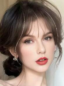 中分夹式刘海假发，适合日常使用（收到时假发可能更长，可根据自己的发型进行造型和熨烫）爪夹发夹发夹