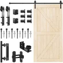 54in X 84in Sliding Barn Door With 9ft Barn Door Hardware Kit & Handle, Floor Guide, Door Latch Included,  Unfinished Solid Spruce Wood,Pre-Drilled, - barn door with kit - View 1
