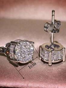 2 件闪亮方晶锆石耳环，方形、圆形和心形，抛光，男女通用嘻哈珠宝，周年纪念/生日/情人节礼物 - 彩色 - 查看 12