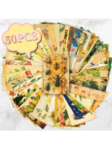 50 张水彩植物系列明信片 客厅、卧室、宿舍墙面装饰背景卡 水彩植物明信片 贺卡、情人节、婚礼