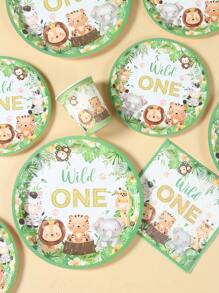 40 件/套丛林动物主题 1 岁生日派对装饰一次性餐具、一岁派对装饰 1 岁生日装饰一次性餐具、生日礼物派对礼物一次性食品容器、厨房食品托盘蛋糕托盘 - 1歲生日 - 查看 4