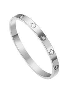 1 PIEZA Brazalete de acero inoxidable dorado con piedras artificiales para mujeres, no se mancha, ovalado, chapado en oro de 18 quilates, con flores de circonita cúbica artificial, regalo de joyería diseñador para adolescentes