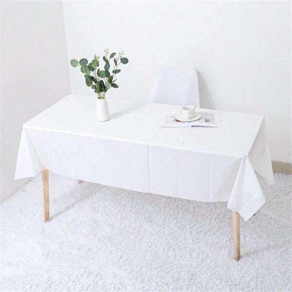1pc/3pcs/5pcs Disposable Plastic Printed Tablecloth, Solid Color PE Printed Aluminum Foil Solid Color Table Cover