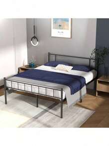 Estructura de cama de plataforma de metal, base de colchón de acero resistente, listones metálicos sin ruido