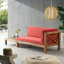 BRAVA X-BACK CORNER BENCH-R WITH COFFEE TABLE , RED