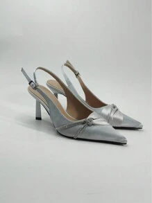 2025 Fashion Rhinestone High Heel Pointed Toe Pumps For Women, French Elegant Style - Silver - View 4