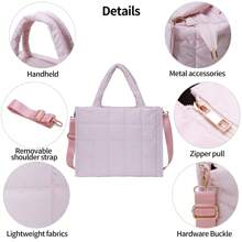 超轻大容量绗缝手提袋 - 粉色 - 查看 7