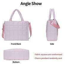 超轻大容量绗缝手提袋 - 粉色 - 查看 6