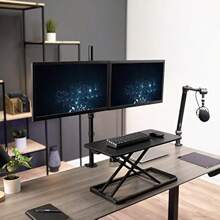 24 Inch Scissors Lift Keyboard Mouse Riser Adjustable Height Ergonomic Sit Stand Workstation Desk Black V024A - Black1 - View 8