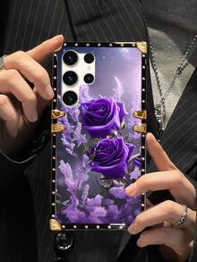 1 Pc Purple Rose Bouquet Pattern Brand Rectangle Mobile Phone Case,International Version, Not The Domestic Version - Purple - View 8