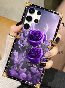 1 Pc Purple Rose Bouquet Pattern Brand Rectangle Mobile Phone Case,International Version, Not The Domestic Version - Purple - View 9