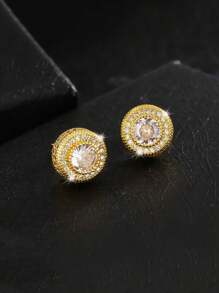 2 件闪亮方晶锆石耳环，方形、圆形和心形，抛光，男女通用嘻哈珠宝，周年纪念/生日/情人节礼物 - 彩色 - 查看 14