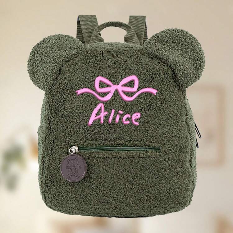 1pc Custom Embroidered Name Backpack, Back To School Supplies For Kids, Custom Stuffed Animal Backpack, Customizable Embroidered Cartoon Plush Backpack, Custom Children's Backpack, Customizable Teddy Bear Backpack, Personalized With Name Backpack, Personalized Toddler Backpack, Personalized Backpacks For Girls, Customized Kids Bag,Easy Comfort - Multicolor - View 10